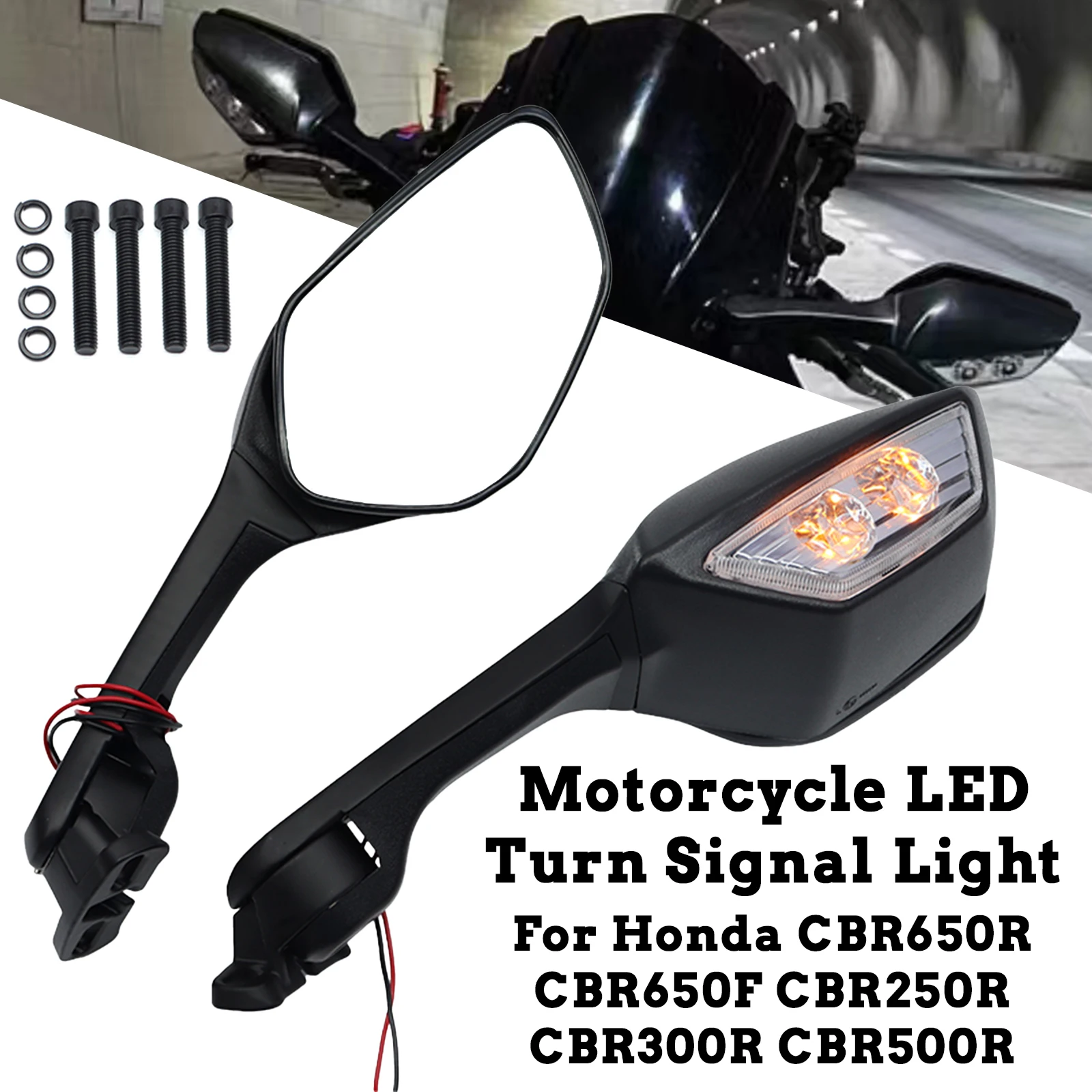 Motorcycle LED Turn Signal Light For Honda CBR650R CBR650F CBR250R CBR300R CBR500R Motorcycles Rear Mirrors CBR650R Side Mirrors - 201355758 1