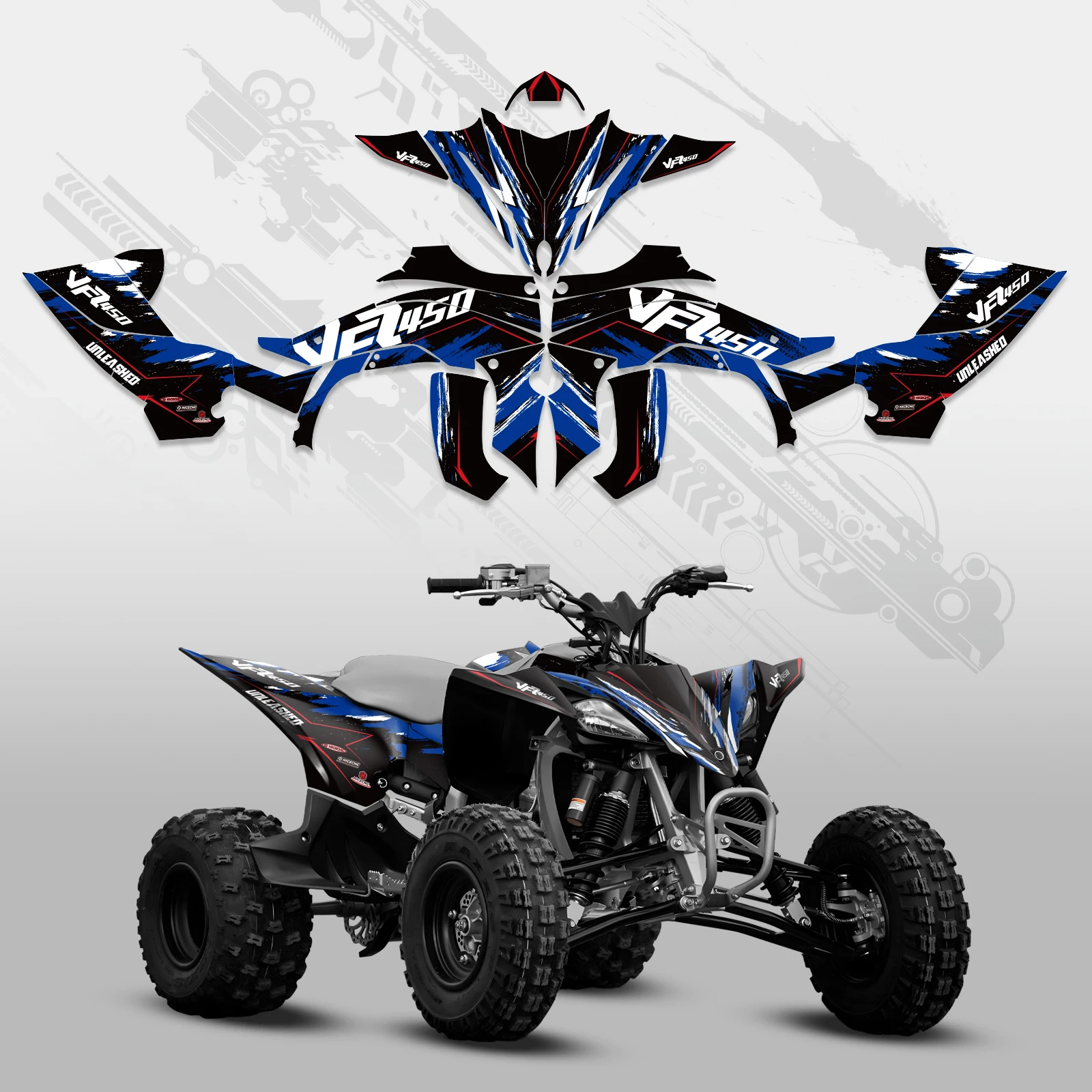 עבור Yamaha YFZ450R YFZ 450R 2014-2022 ATV פארינג רקע גרפי מדבקת קיט התאמה אישית 2021 2020 2019 2018 2017 2016 1