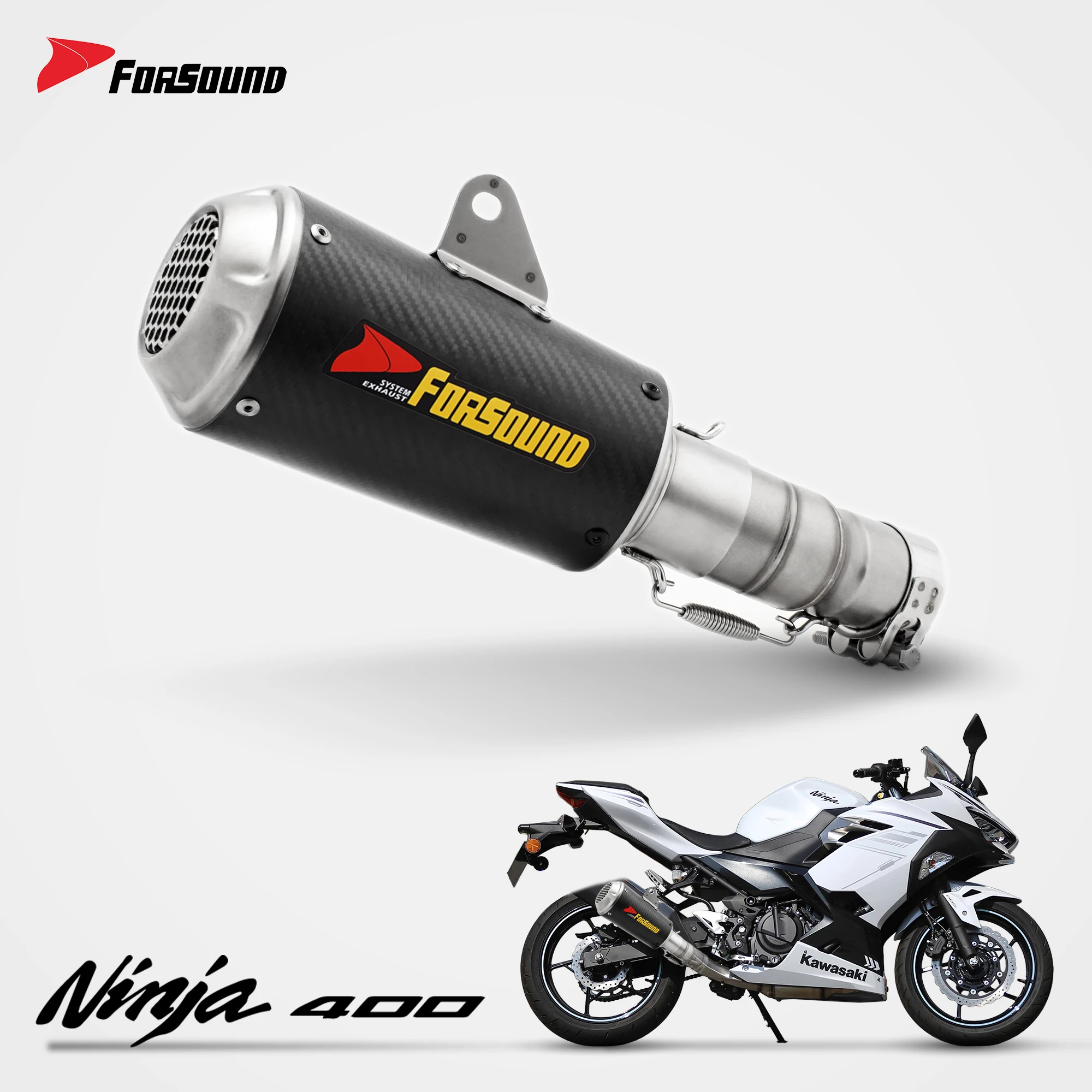 Forsound Stainless Steel Exhaust System: Short-Style Muffler / Track-Spec Tail Section Custom-Designed for Kawasaki Ninja 400 - 201355758 1