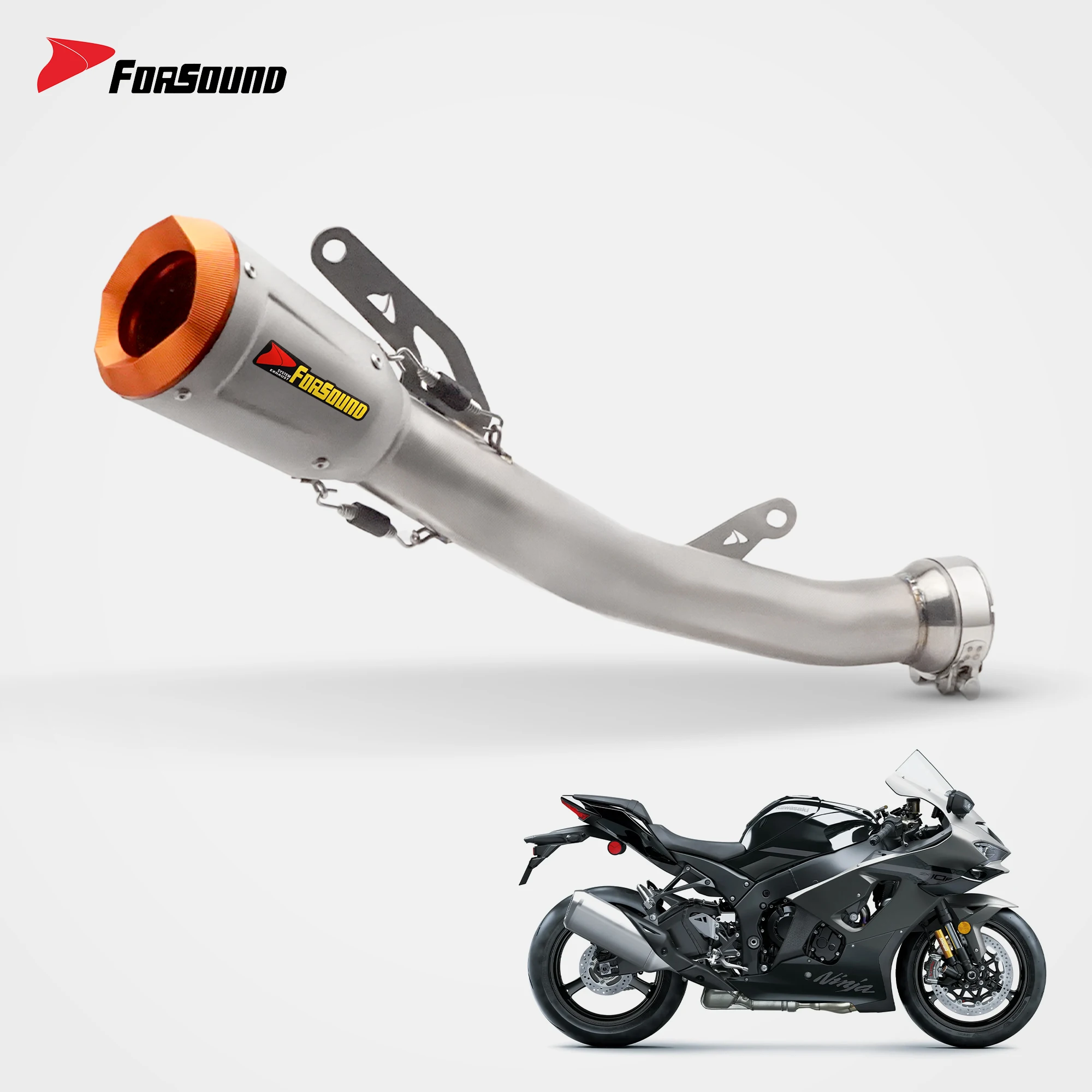 Forsound Factory Wholesale Price Kawasaki ZX-10R Titanium Exhaust Valved Muffler with Mid Pipe Resonator Titanium Mid-pipe + Sta - 201355758 1