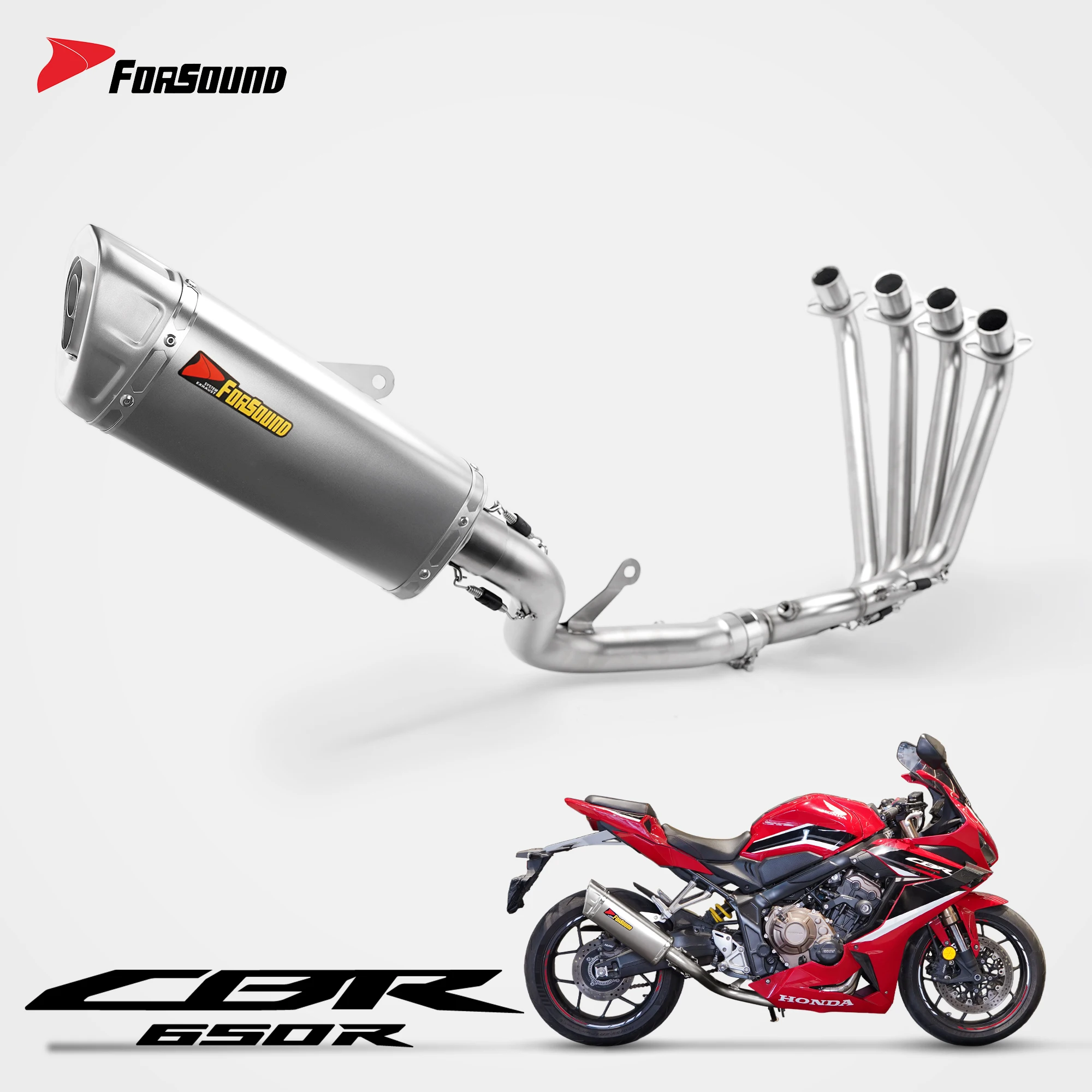 Forsound Stainless Steel Exhaust System Arrows Short Muffler Racing Full Pipe Motorcycle Modification Honda CBR650R - 201355758 1