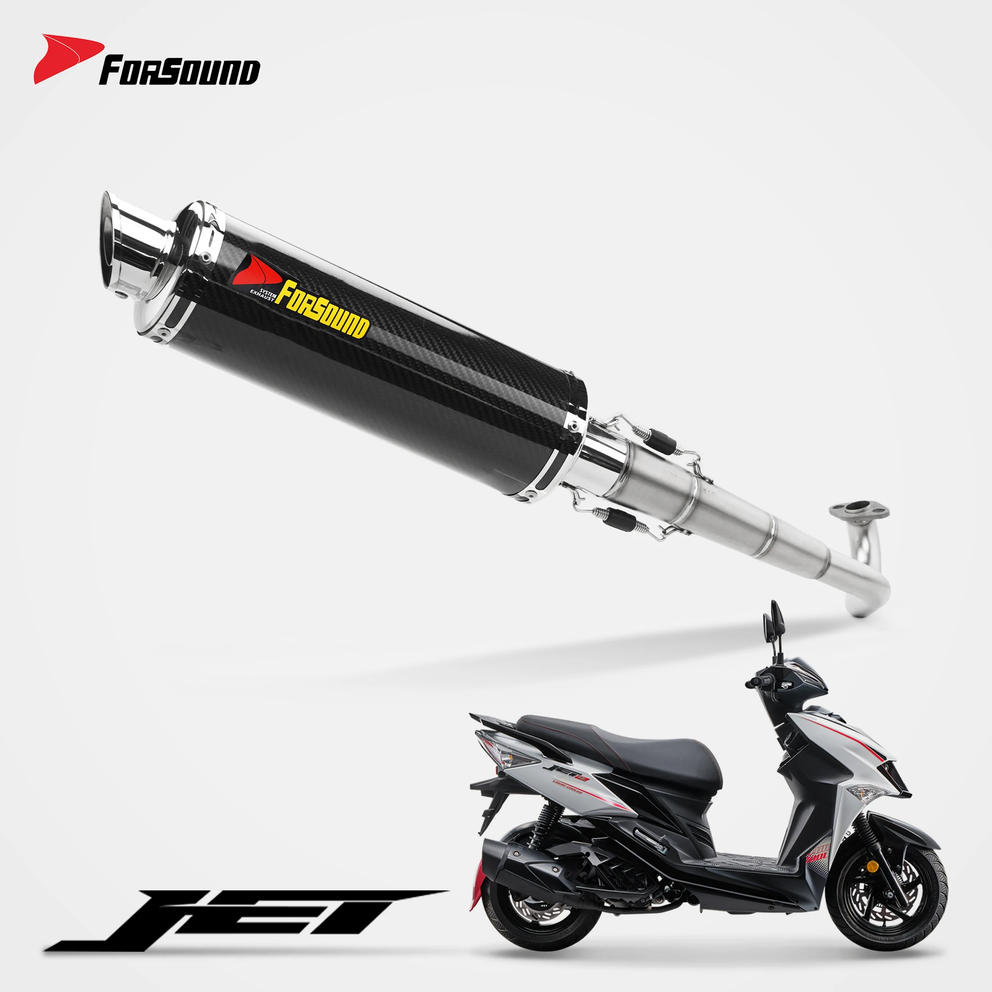 Forsound Factory Wholesale Price SYM JET 150 Titanium Exhaust Valved Muffler with Mid Pipe Resonator - 201355758 1